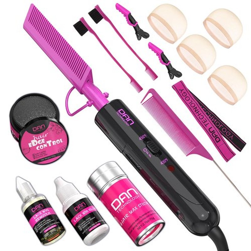 DAN Technology hot comb set,Wig Installation Kit,hot comb,Wig Glue,Wig Glue Remover,Hair Wax Stick,Edge Control Gel,HD wig cap,Lace Melting Band,Hair Edge Brush,Rat Tail Comb,Salon Styling Clips
