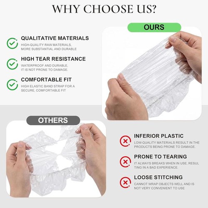 Skiennix 120 PCS Disposable Shower Caps - Large Waterproof Hair Bonnets for Men & Women | Ideal for Spa, Travel & Treatments (18.1")
