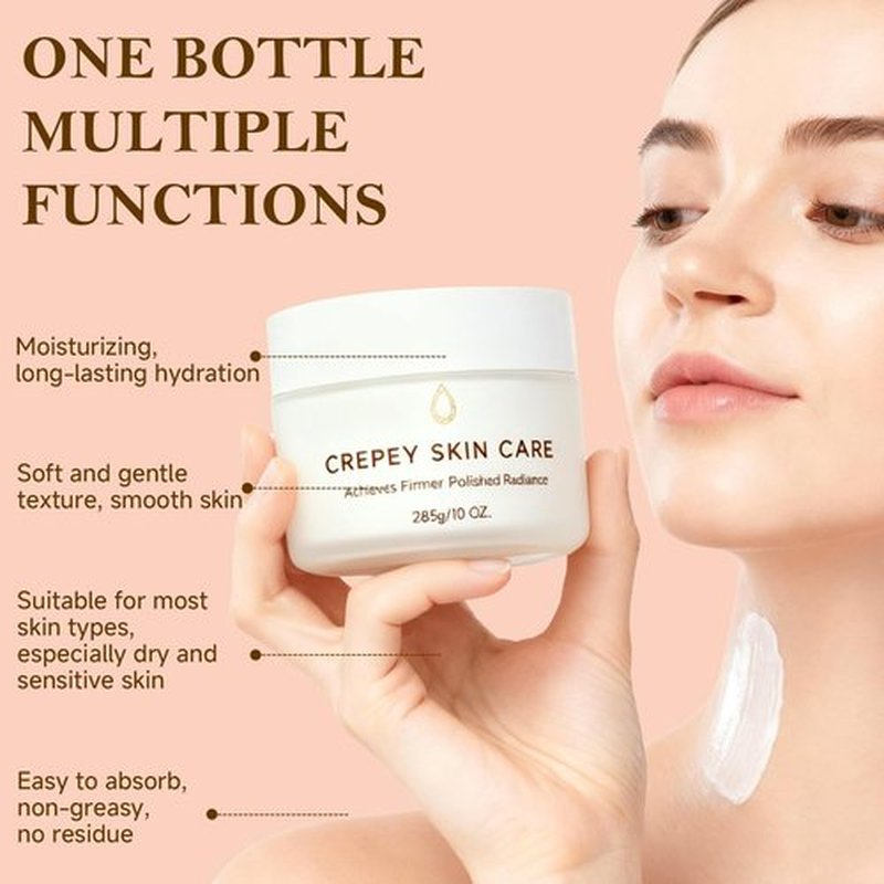GUDE GUDE Crepe Firming Body Cream, Extra Large Size Body Skin Cream Lotion for Aging Crepe Skin Improve Natural Elastin with Collagen Production for Neck Arms Leg Deeply Moisturizer Cream, 10 oz