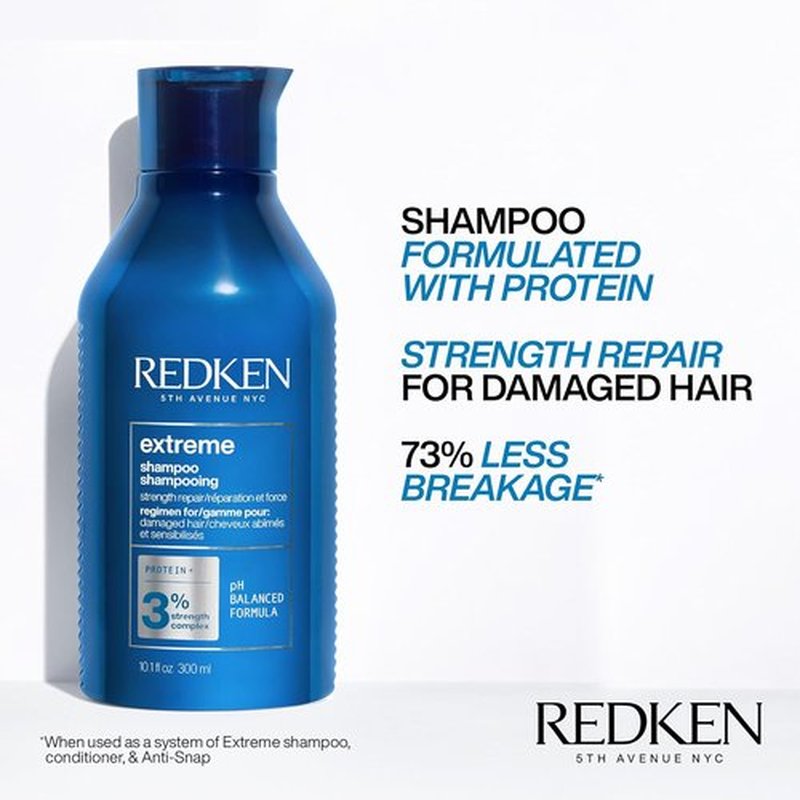 Redken Extreme Shampoo - Strengthen & Repair Damaged Hair, Protein-Infused Formula, 10.1 oz