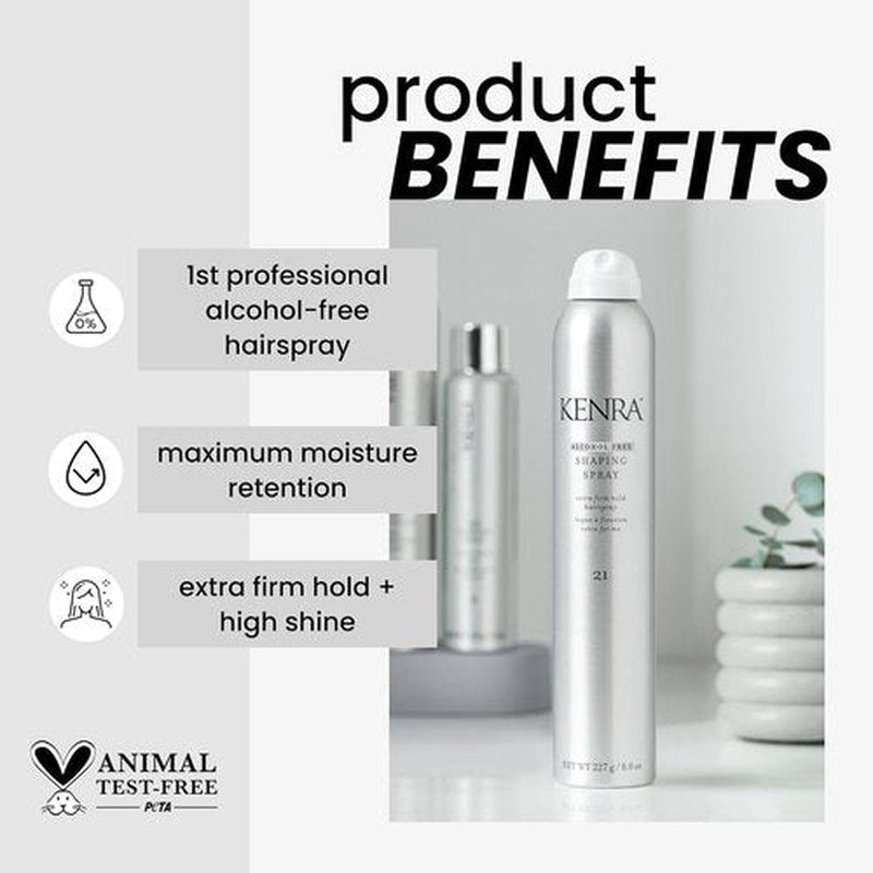Kenra Shaping Spray 21 - Alcohol-Free Hairspray for Extra Firm Hold & High Shine | Ideal for All Hair Types