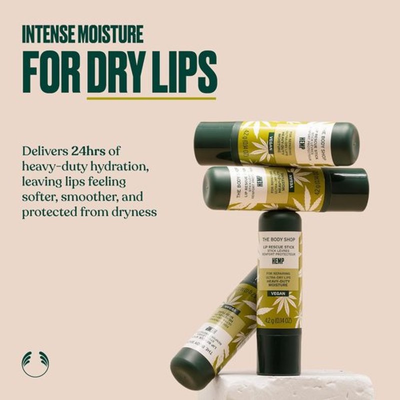 The Body Shop Hemp Lip Care - Heavy Duty Moisturizing Formula | 0.14 Oz, Green
