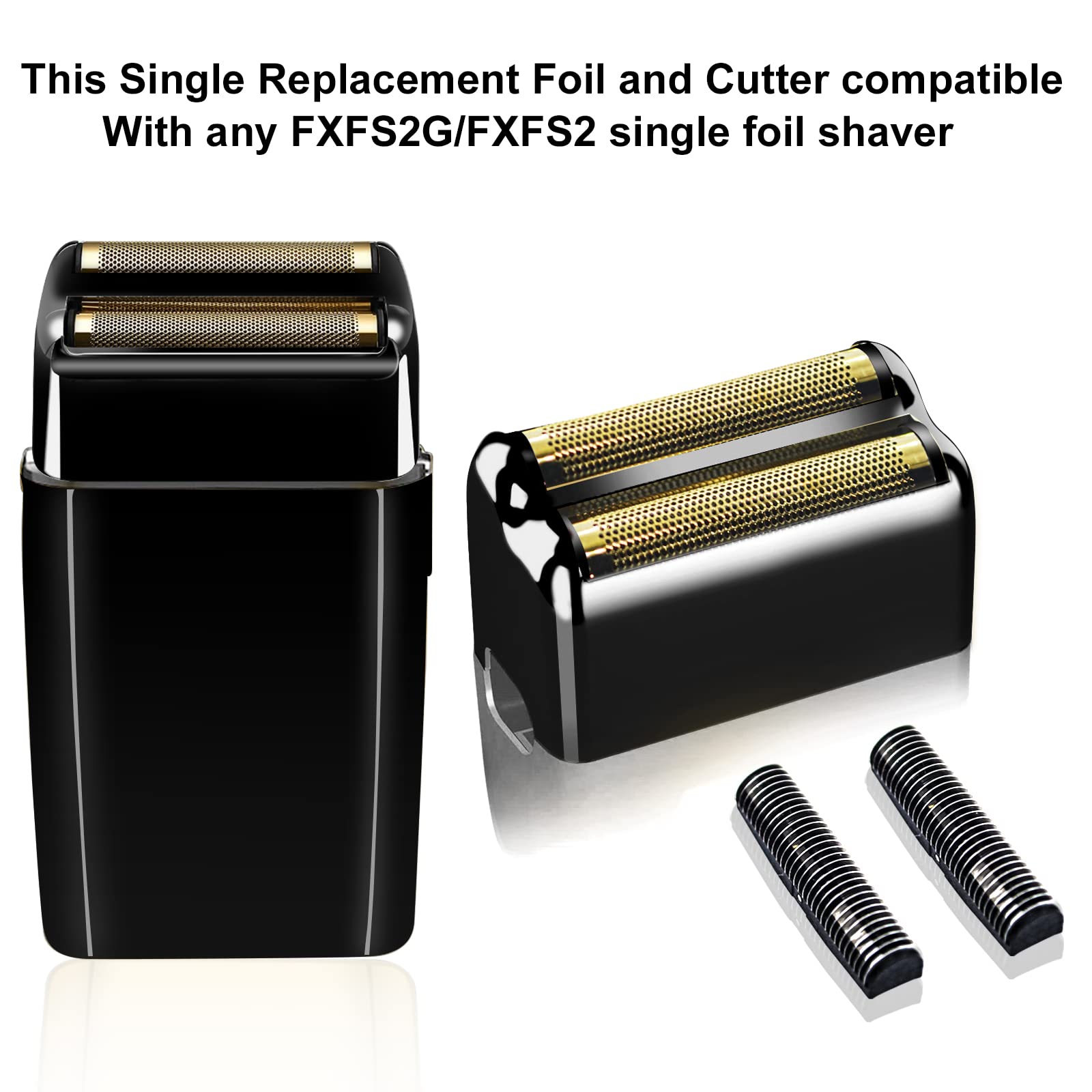2 pack Professional Replacement Foil and Cutters for BaBylissPRO Barberology Double Foil Shaver, Compatible with BaBylissPRO Barberology FXFS2 Shaver，Black