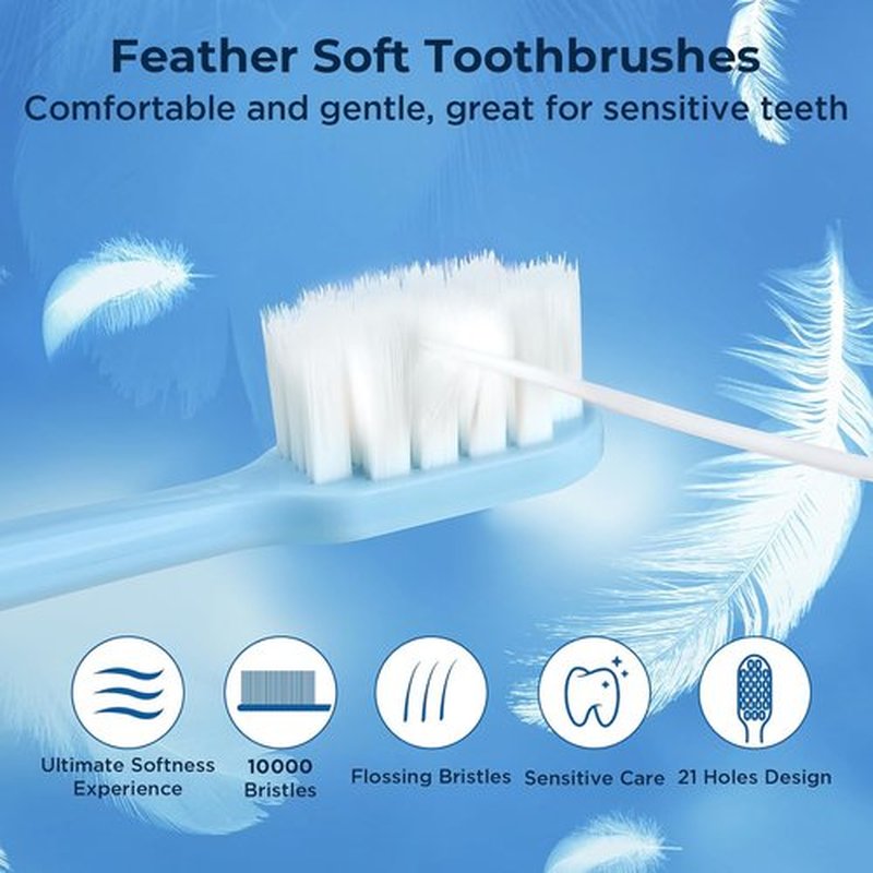 Skiennix Extra Soft Toothbrush - Gentle Care for Sensitive Gums | Compact Head with 10,000 Micro Nano Bristles