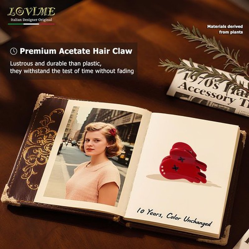 Red Bloody Heart Small Hair Claw Clips for Women Girls - Italian Gothic Hair Accessories for Women Girls Fun Acetate Mini Hair Clips for Thin & Thick Hair Pharmacy Nurse Gift Box