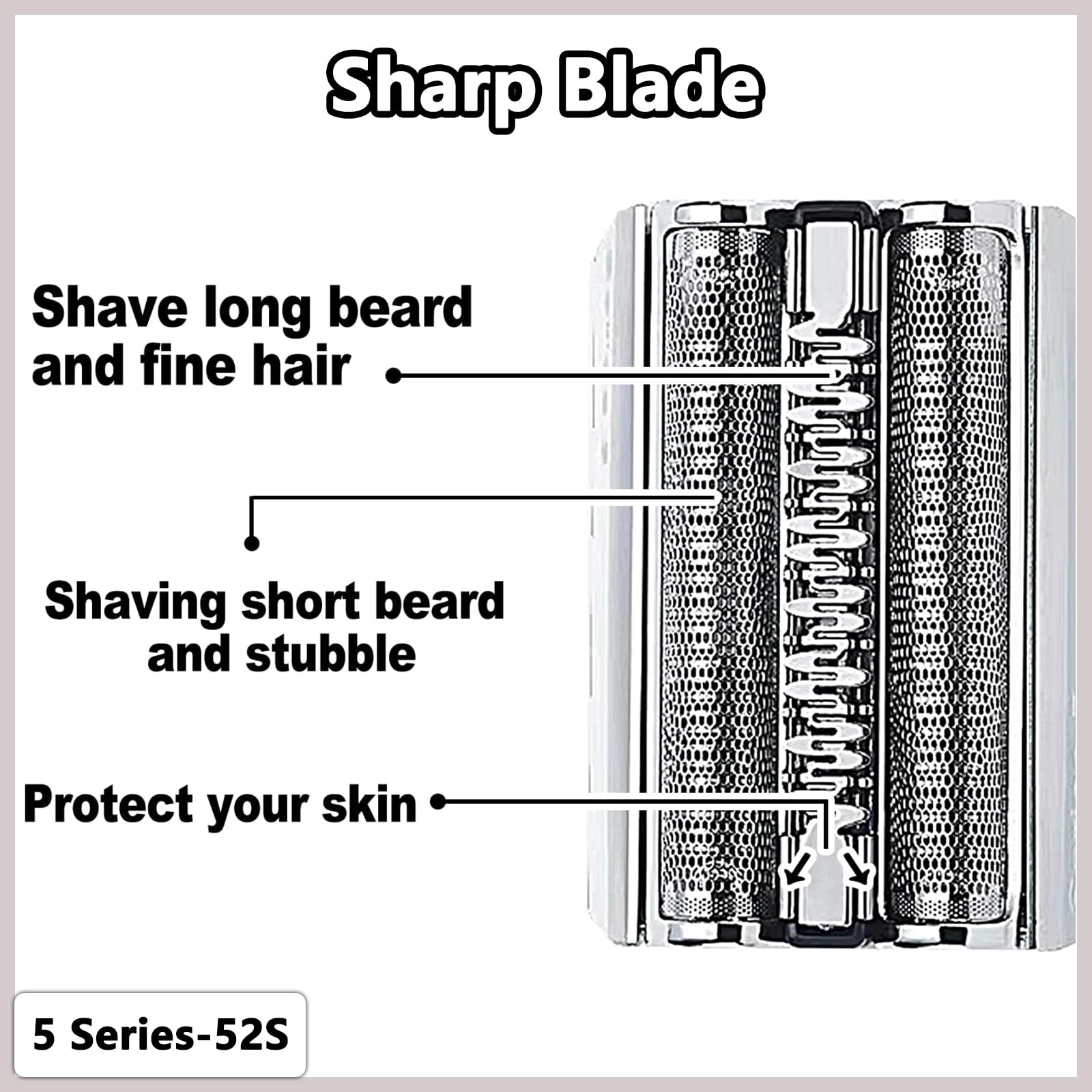 Series 5 52S Electric Shaver Head Compatible with S5 Replacement Head and for Series 5 Replacement Foil and Cutter,for Men Razor Shaving Blades Fit for Series 5,5090,5190cc,5040 Etc Model