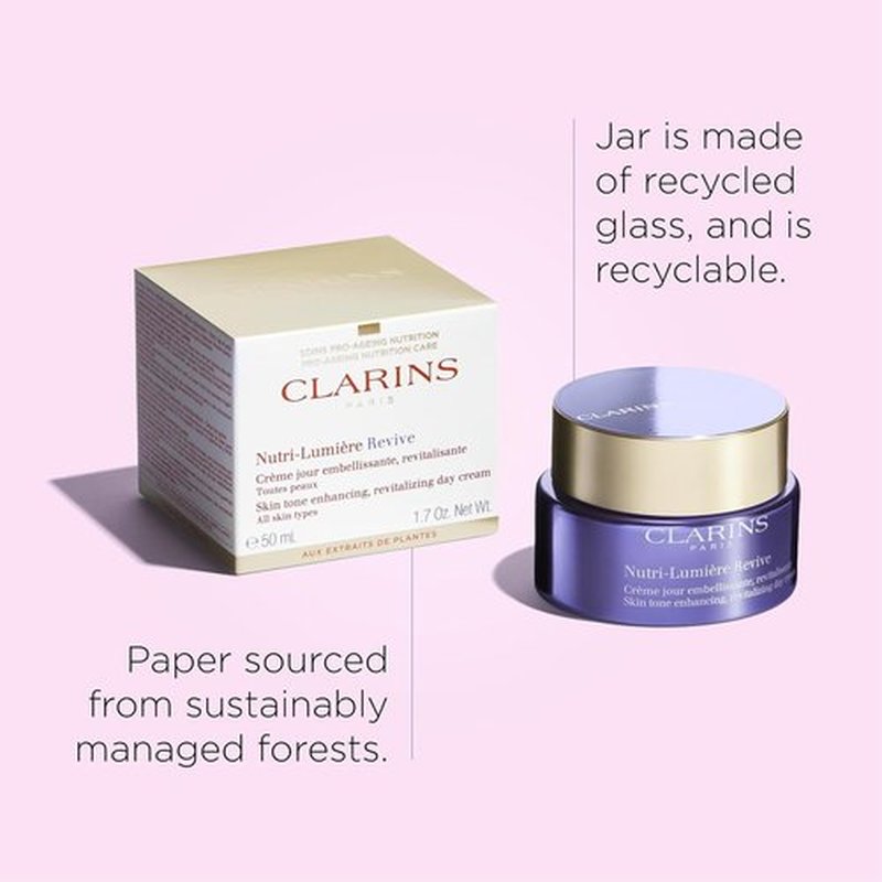 Clarins Nutri-Lumière Revive Day Cream - 2-In-1 Anti-Aging & Skin Tone Enhancer | Nourishes & Illuminates Mature Skin | 1.7 Ounces