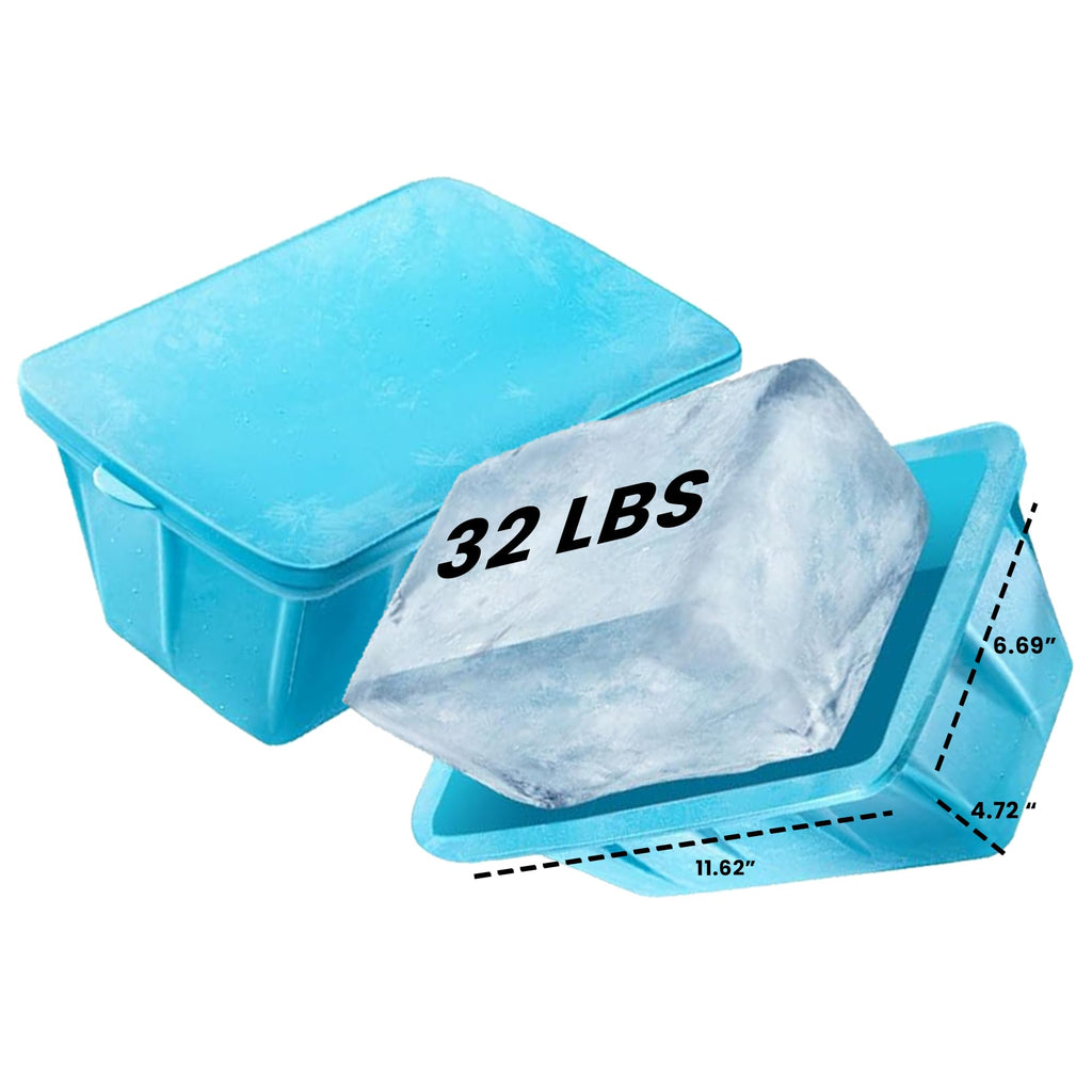 Extra Large Ice Block Mold For Ice Bath, Large Ice Mold for Freezer with Lids - Reusable, Silicone Ice Bath Accessories, Cold Plunge Giant, Ice Blocks for Chiller & Cold Therapy