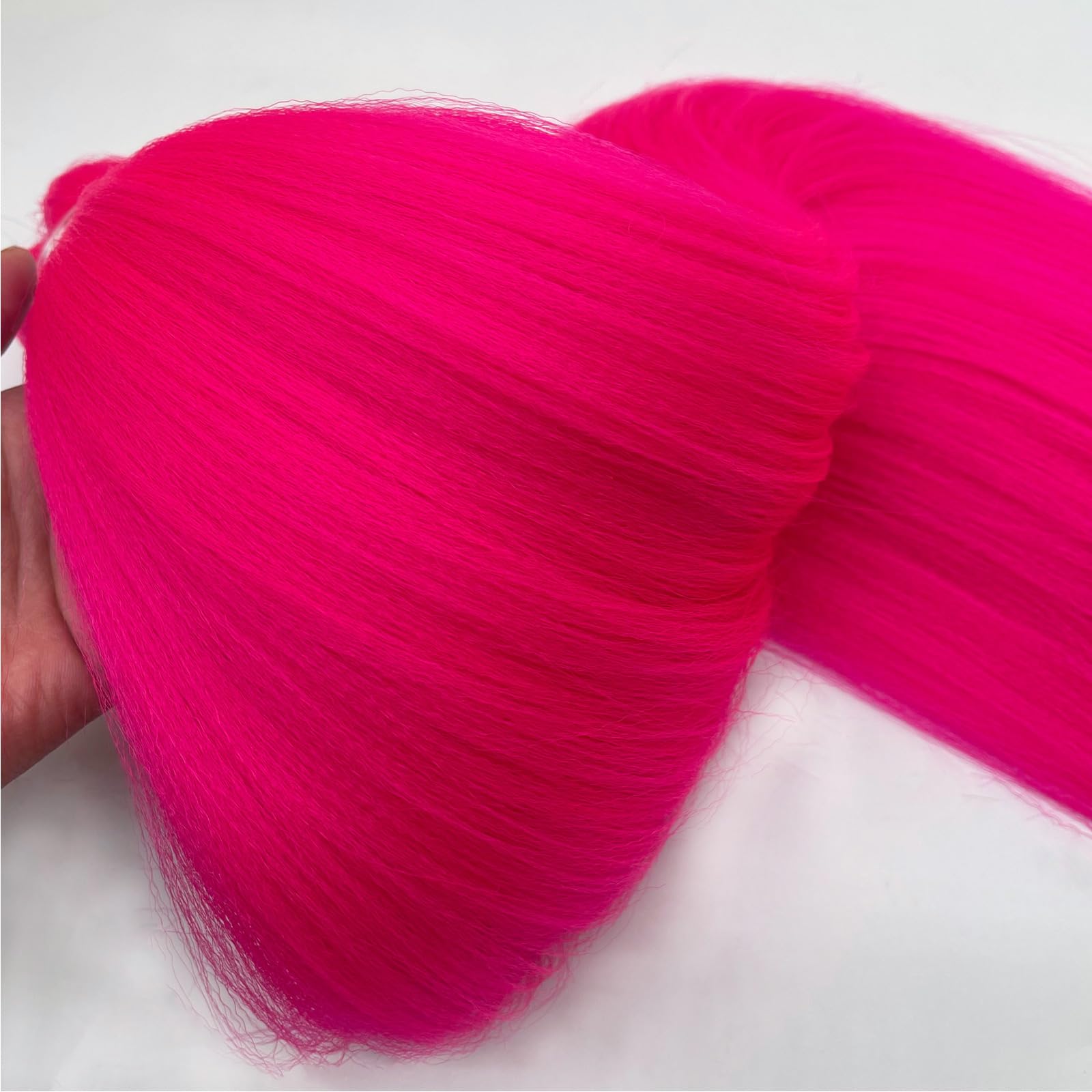 UPruyo Hot Pink Braiding Hair Pre Stretched Colored Hair Extensions Prestretched Braiding Hair Neon Pink Knotless Yaki Texture Synthetic Hair for Micro Box Braids (26 Inch Folded 3 Packs)