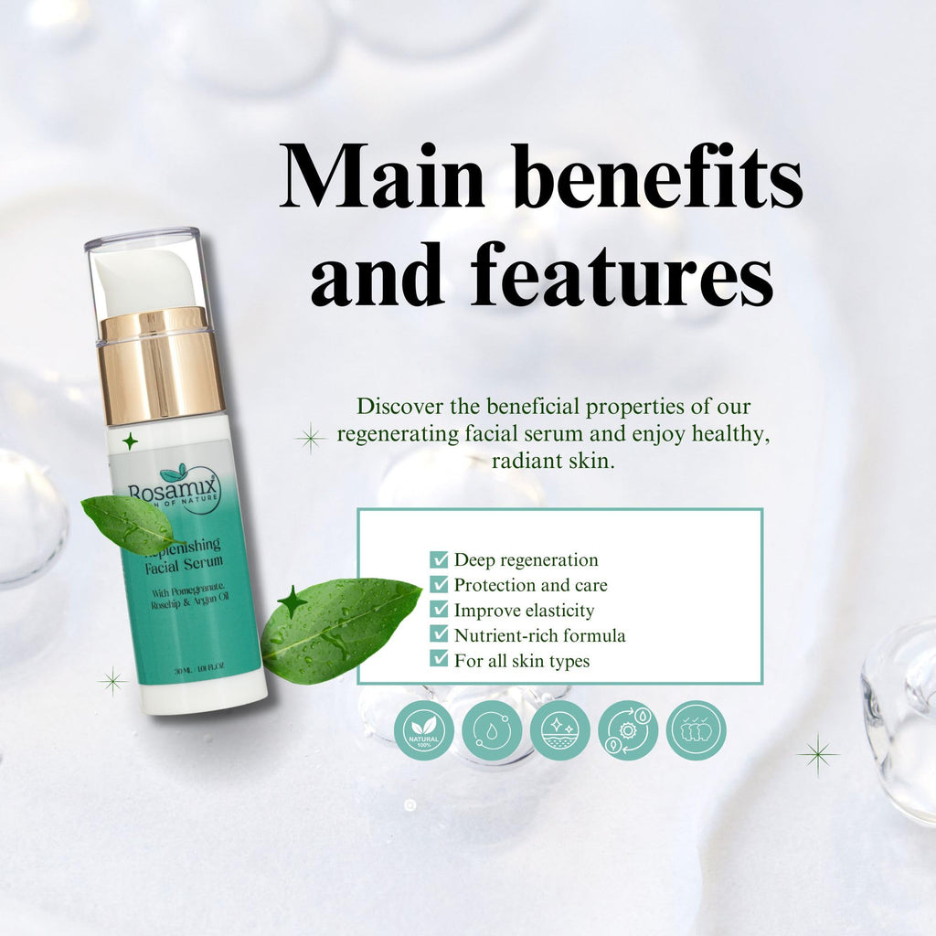 Premium Regenerating Face Serum with Vitamin E & Antioxidants, Best Anti-Aging & Hydrating Facial Care for All Skin Types, Revitalizing with Natural Oils, 1.01 FLOZ