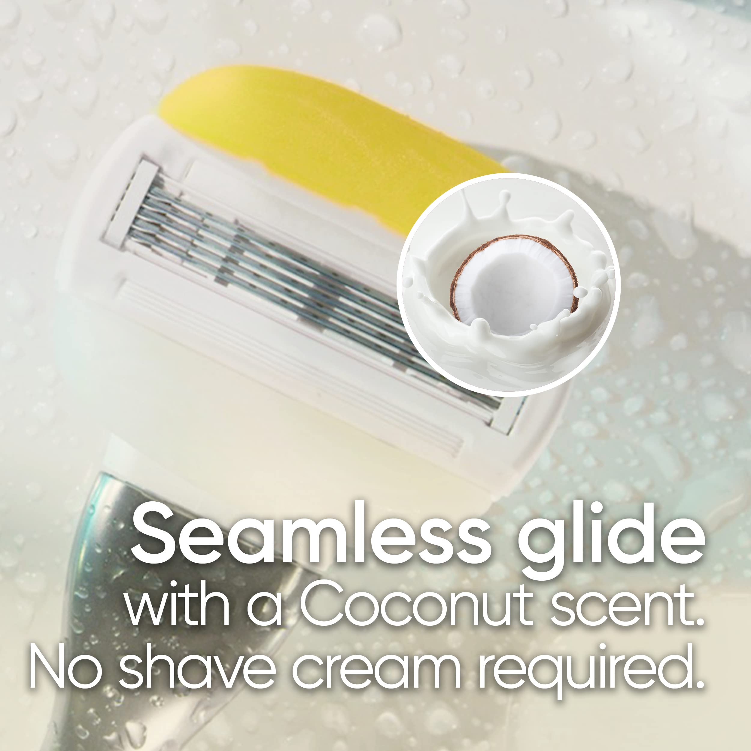 Gillette Venus Comfortglide with Olay Coconut Womens Razor Handle + Blade Refills, Silver, 2 Count (Pack of 2)