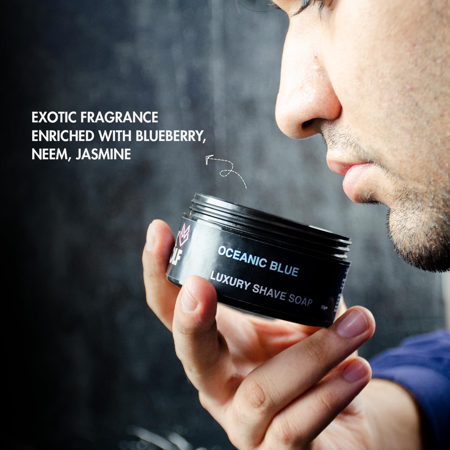Pink Woolf Oceanic Blue Artisan Shaving Soap for Men | Fresh Aquatic Cologne Scent | Rich Lather Wet Shaving Soap | Traditional Luxury Shave Soap for Sensitive Skin