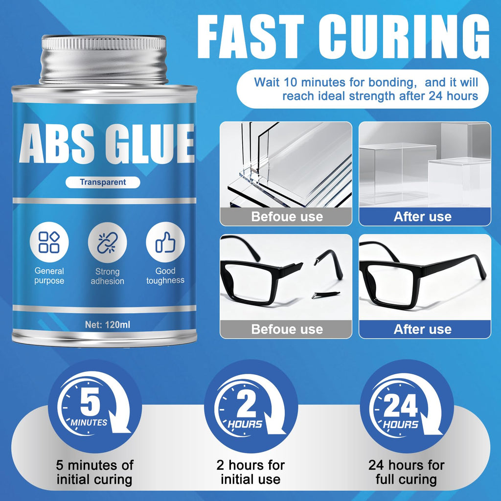 kuailaya ABS Glue, Glue for Plastic ABS Cement High Bonding Strength Waterproof High Versatility for Bonding PP ABS PVC Acrylic Miniatures Model Craft and Other Plastic, 120ml