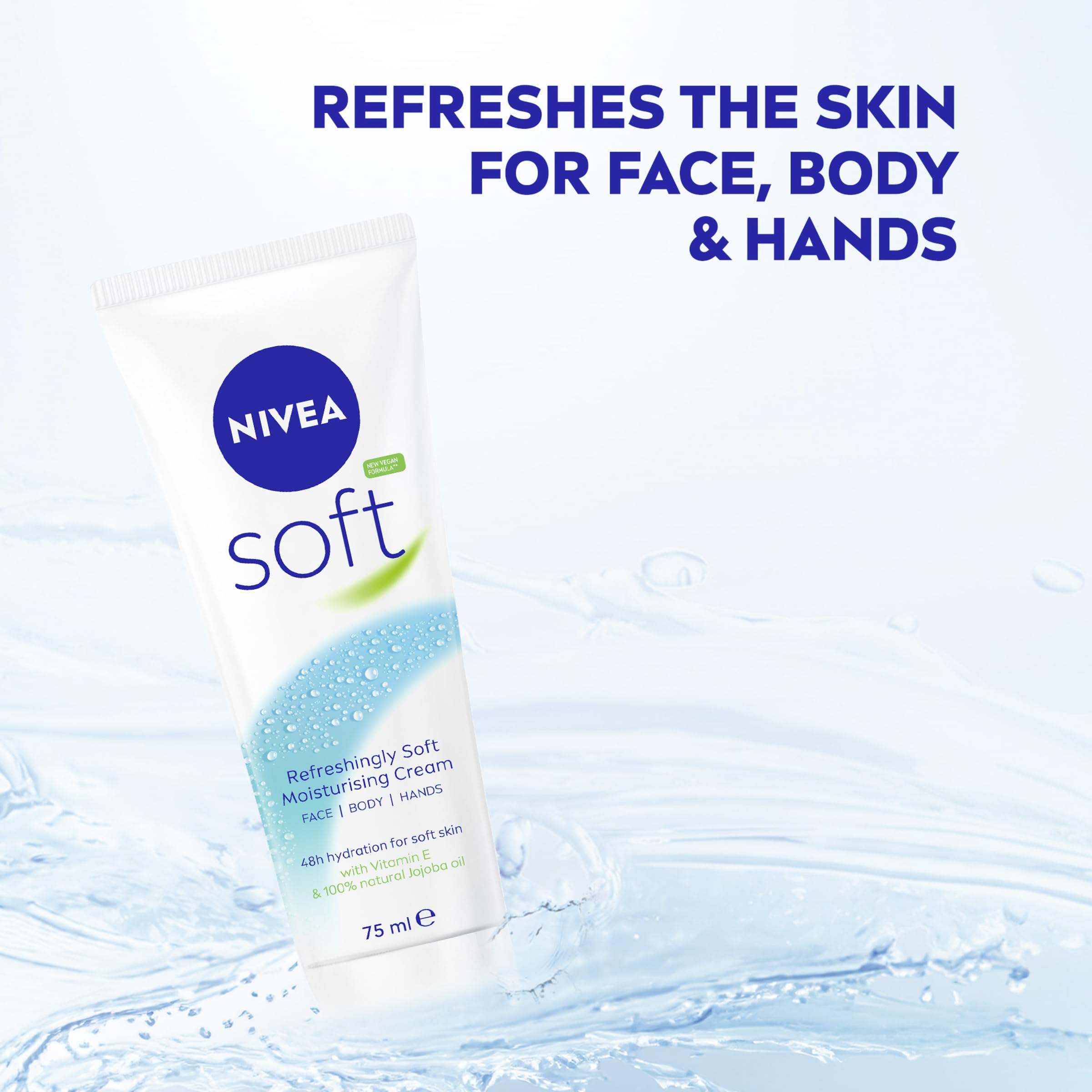 NIVEA Soft All-Purpose Moisturizing Cream (75 mL), Everyday Moisturizer and Hand Cream for Use After Hand Sanitizer or Hand Soap Light and Non-Greasy Formula