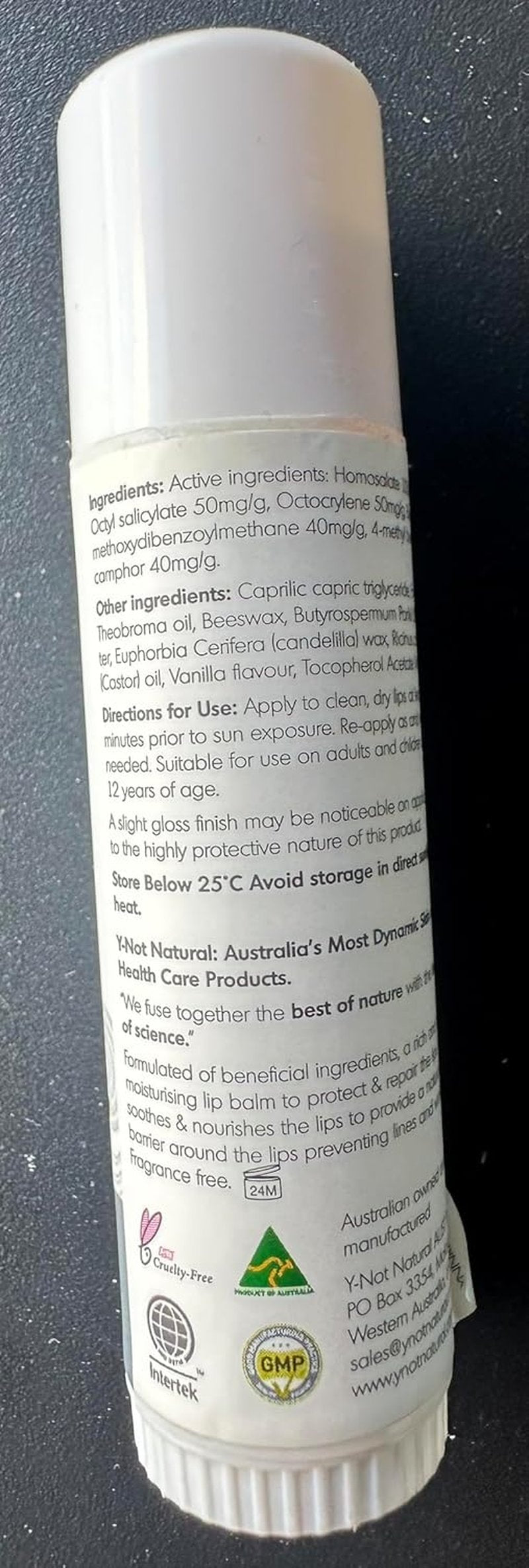 Y-Not Natural Emu Oil Moisturizing Lip Balm - Hydrating SPF50+ Protection, 4-Hour Water Resistant, 15g Stick