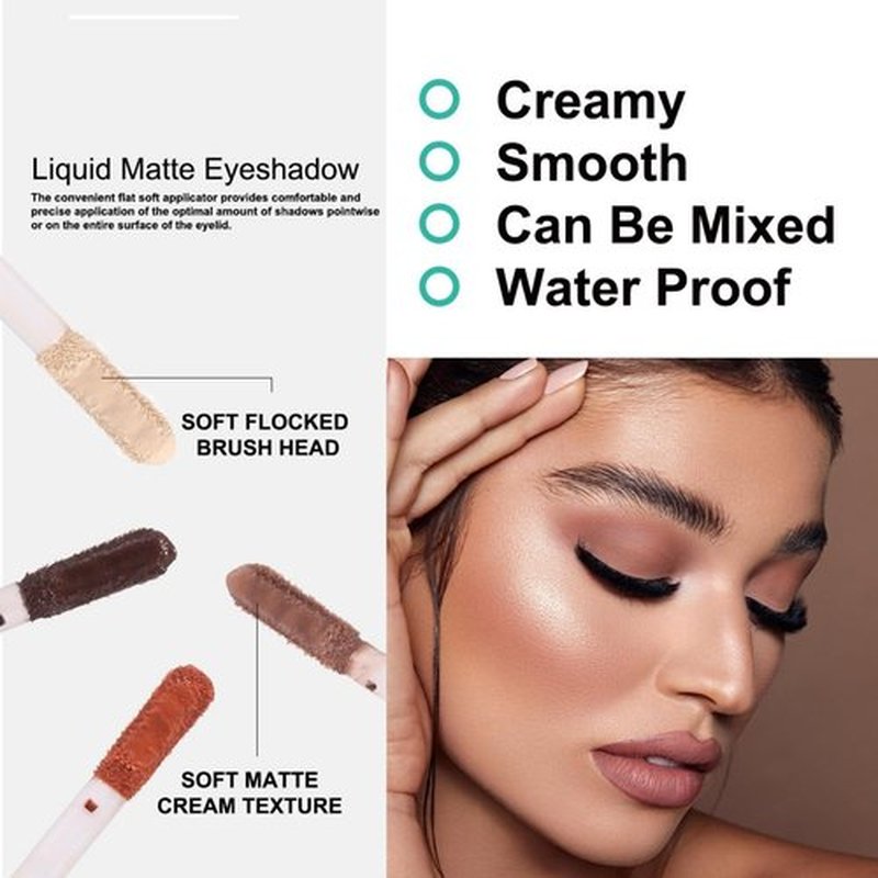 MAEPEOR Matte Liquid Eyeshadow - 8 Vibrant Colors | Long-Lasting, Waterproof & Lightweight Cream (P01 Birch)