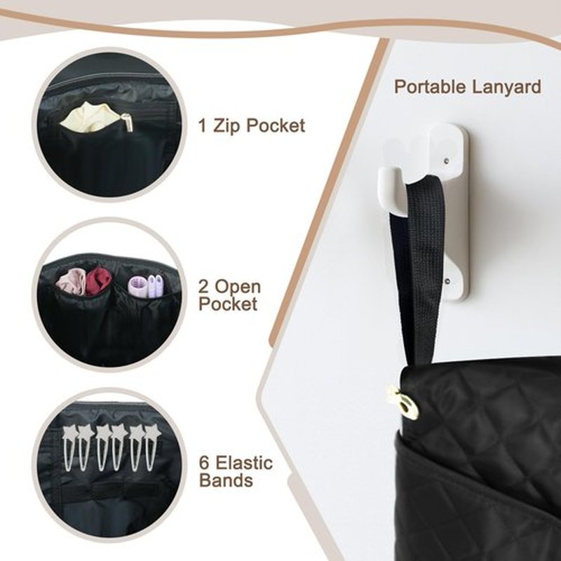 Hair Tools Travel Bag with Heat Resistant Mat, Hair Tool Organizer Bag, Hot Tools Organizer Bag for Curling Iron, Flat Iron, Straighteners, Hair Accessories Organizer Bag, Travel Essentials for Women