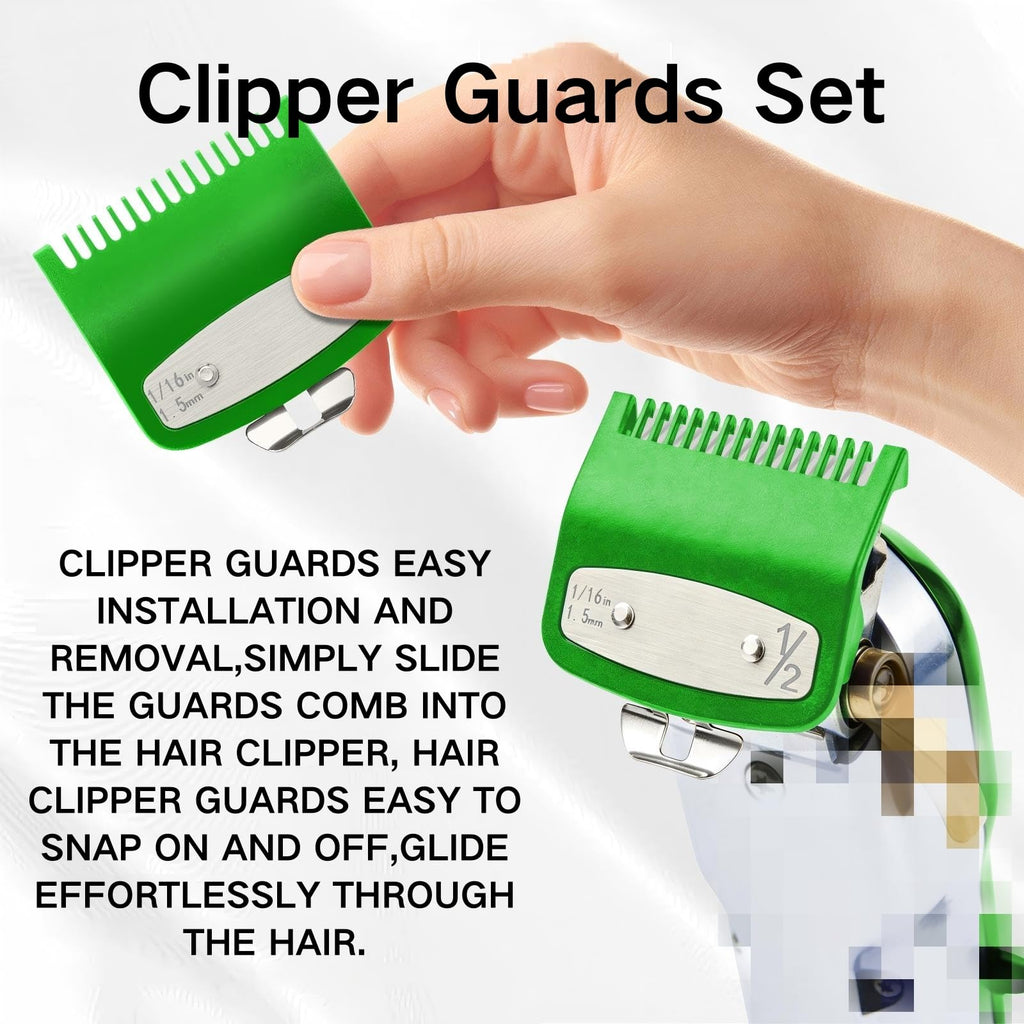 2 Pack Clipper Guards Set, Compatible with wahl 1/2 clipper guards, Guide Comb Attachment 1/16" 1.5mm Metal Hair Clipper Guards Set Replacement and Trimmer accessories, for Barbers and Stylists, Green