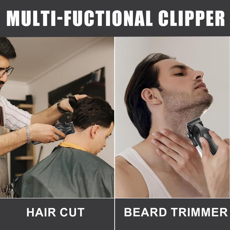 VGR 197 Professional Hair Clippers for Men, Cordless & Corded Barber Clippers with Ceramic Stainless Steel Blades, LED Indicator, Hair Cutting Kit with 6 Guide Combs & Grooming Accessories