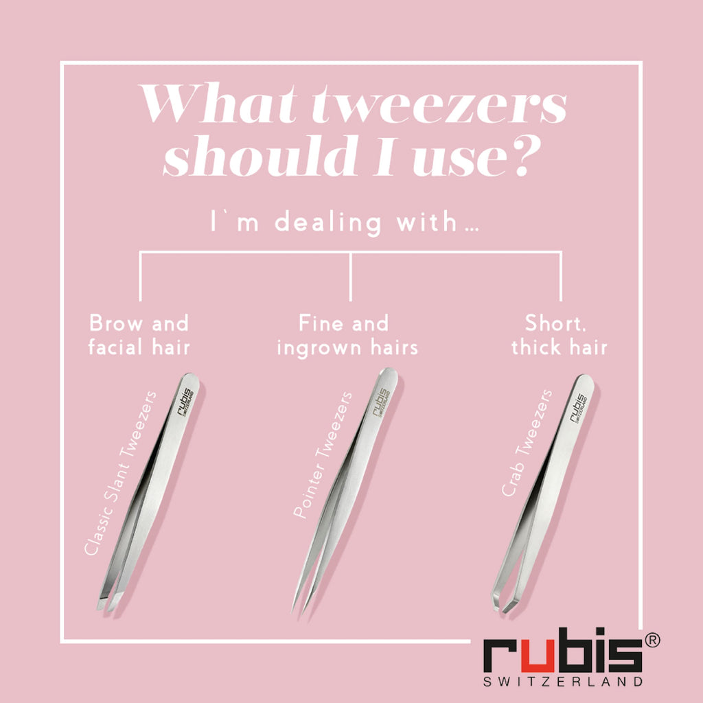 Rubis Classic Stainless Steel Slanted Tweezers for Precise Eyebrows and Hair Removal, 1K105, White,Rubis Switzerland Swiss Made World Renowned Precision