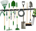Skiennix Mop and Broom Holder - Wall Mount Organizer with 4 Racks & 5 Hooks | Heavy-Duty Stainless Steel for Home & Garage