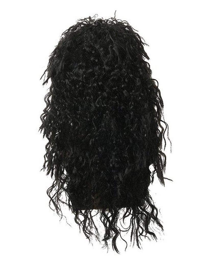 80s Costumes for Men Black Rocker Wig with Bandana Sunglasses Punk Gloves Sleeves for 70s Hippie Party Accessories
