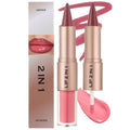Skiennix Lip Liner & Gloss Lipstick Combo - 2-in-1 Dual-Ended Set, Soft Pink Velvet Matte & Light Pink Glowy Finish, Long-Lasting Plumping Effect