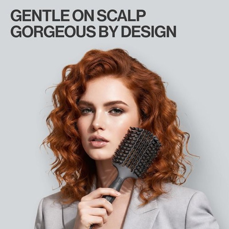 COCCO Aura Vent Boar Brush | Vented Dual-Curved Design for Faster Drying, Effortless Detangling & Shine, Boar + Nylon Bristles, Ergonomic Comfort Handle for Wet & Dry Hair Styling - Black