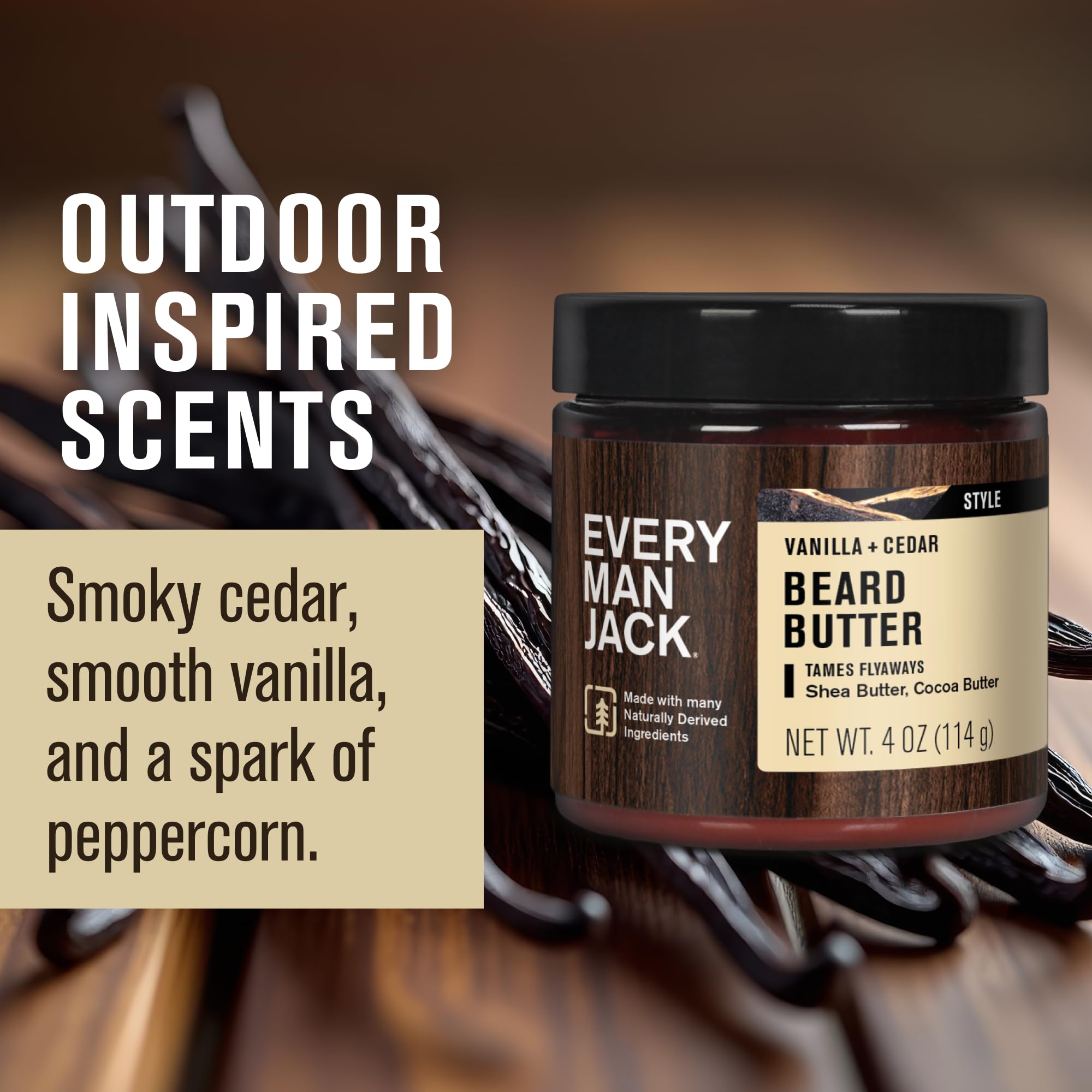 Every Man Jack Beard & Scruff Softening Butter- Vanilla & Cedar Fragrance - Hydrates & Styles Dry, Unruly Beards While Relieving Itch - Made with Shea Butter & Coconut Oil - 4 oz (2 Pack)