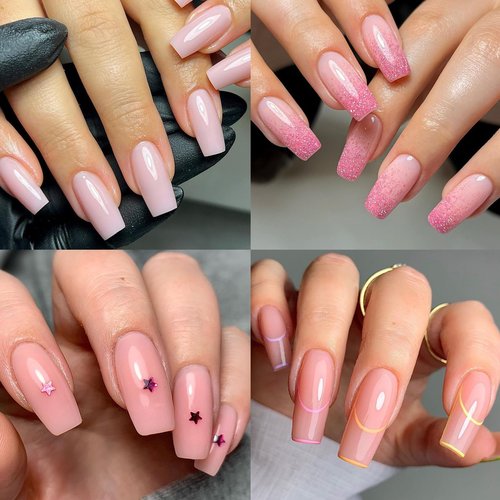 Lifextol 600pc Medium Square Nail Tips Fake Nails Press on Nails Clear Nail Tip Full Cover False Nails Artificial Fingernail, 12 Size Soft Gel Nail Tips Square for Acrylic Nail Gel Nail Extensions