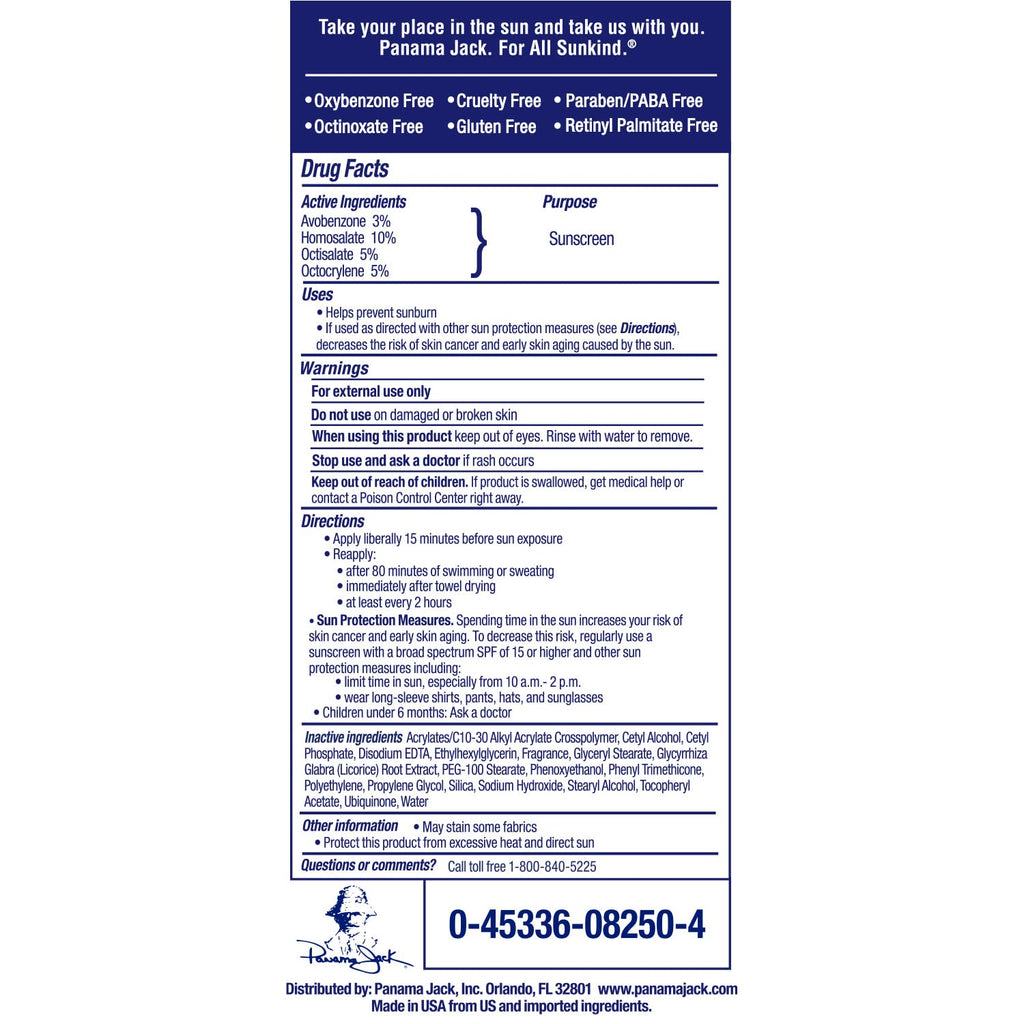 Panama Jack Sport Sunscreen Lotion - SPF 50, Broad Spectrum UVA/UVB Protection, Non-Greasy, PABA, Paraben, Gluten & Cruelty Free, 3 FL OZ (Pack of 1)