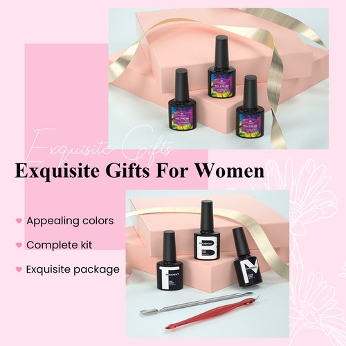 Phoenixy Gel Nail Polish Kit with U V Light, 36 PCS Gel Nail Kit Pink Red Brown Blue Green Nail Polish Set Manicure Starter Kit Gifts for Women