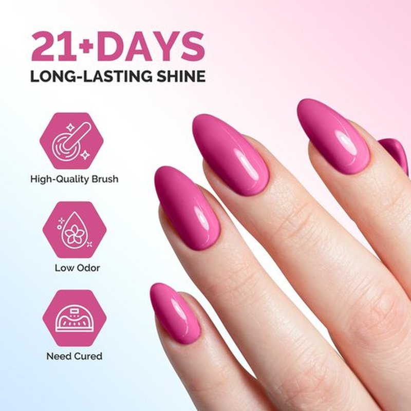 MelodySusie Fleurwee No Wipe Glossy Top Coat & Base Coat Gel Nail Polish Hema Free 21 Non Toxic Soak off UV Long Lasting No Chip Gifts for Women Finger Toe Nail Polish
