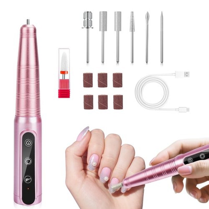 LKE 20000RPM Cordless Nail Drill - Professional Manicure Pedicure Kit with Bits & Sanding Bands for Acrylic Gel Nails