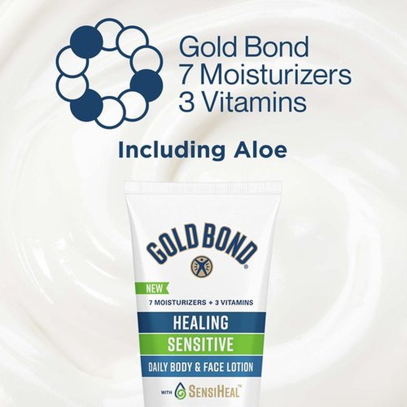 Gold Bond Healing Sensitive Daily Body & Face Lotion with Aloe Moisturizes, Heals & Soothes Dry, Sensitive Skin, Value Size, 21 oz.