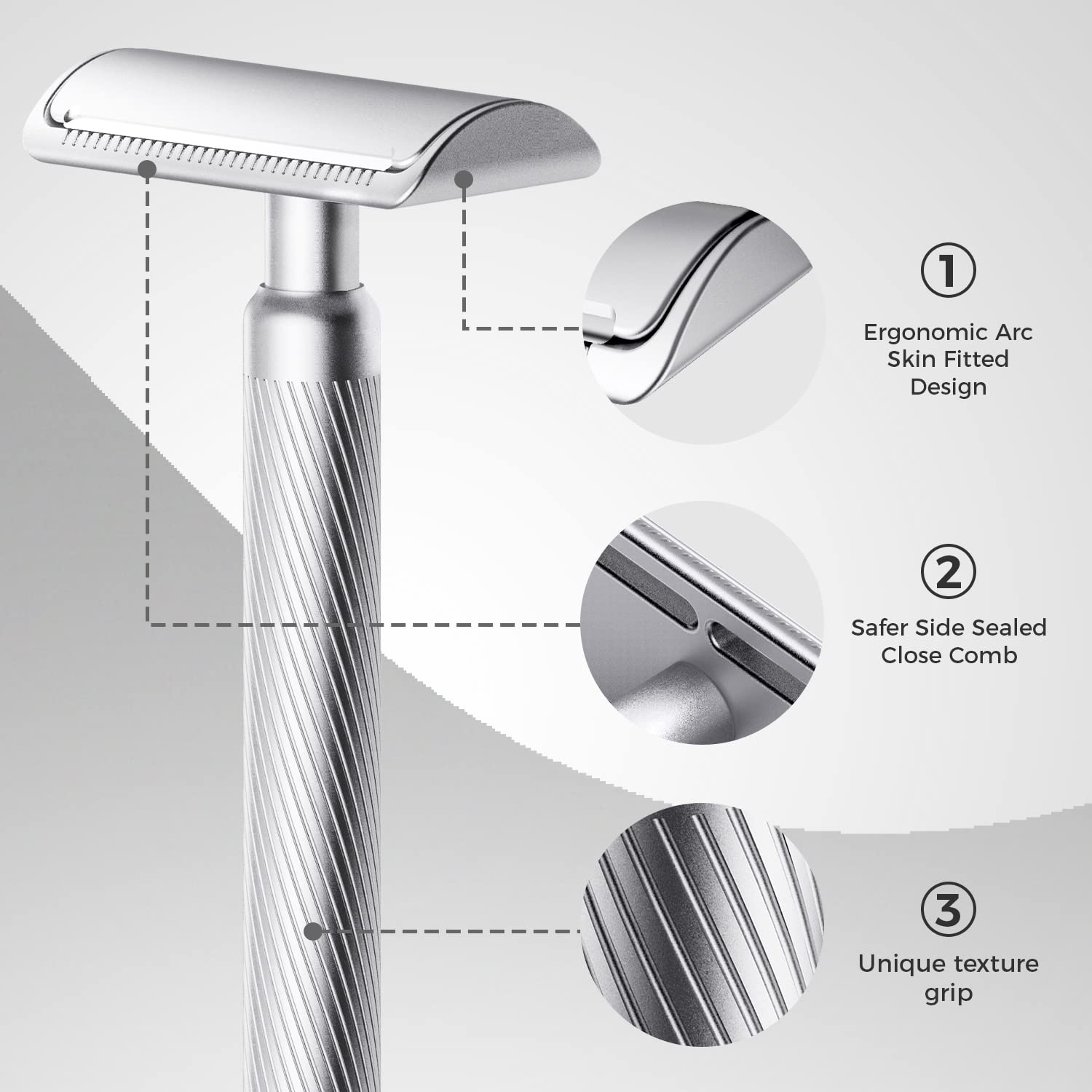Double Edge Safety Razor, Metal Razor Includes 10 Double Edge Blades