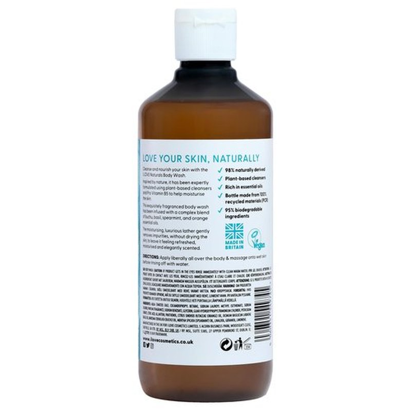 I LOVE Naturals Bergamot and Seaweed Body Wash - Moisturizing Body Wash - Infused with Essential Oils - Plant-Based Body Cleanser - 16.9 oz