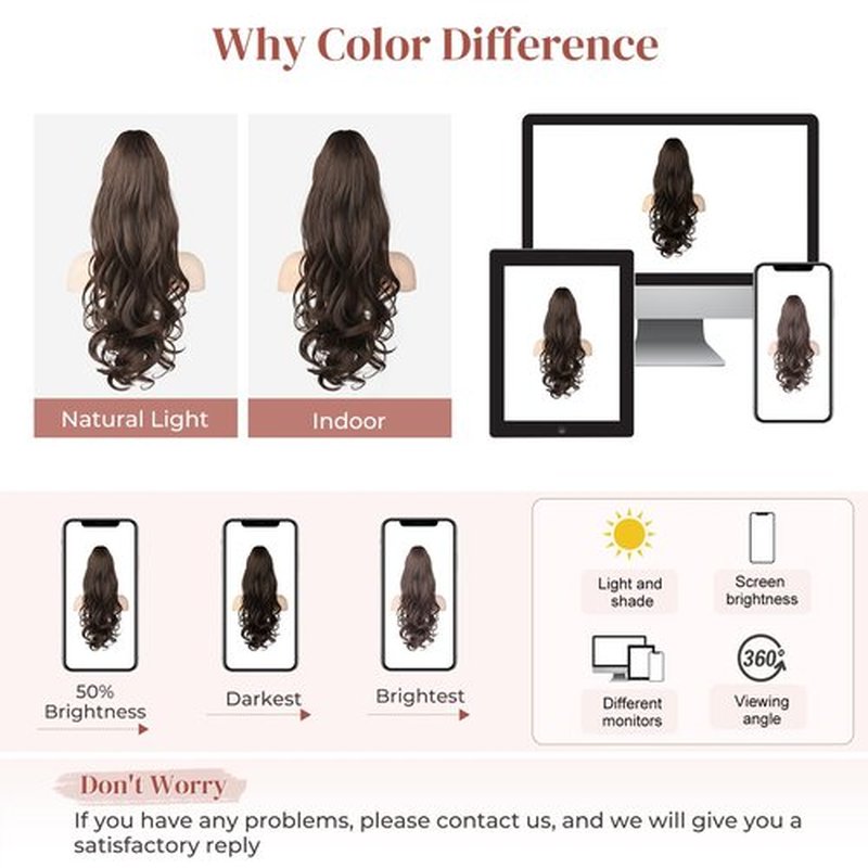 LONAI Claw Clip Ponytail Extension for Women 24 Inch Curly Wavy Ponytails Extensions Clip in Ponytail Hair Extensions Pony Tail Clip on Ponytails Hair Piece (Dark Chocolate Brown)