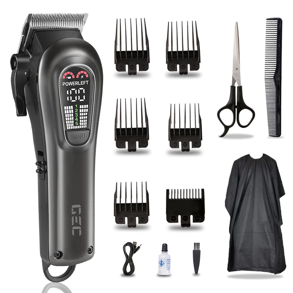 GEC Smart Hair Clipper for Men,Rechargeable -Professional Clippers,Low Noise 5-Mode Hair Clippers with Auxiliary Light Hair Trimmer Kit for Men