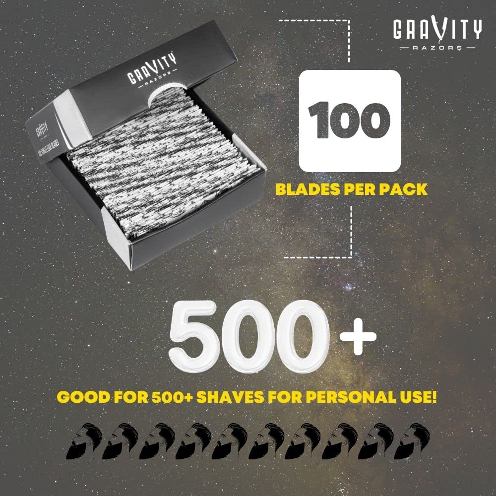 Gravity Razors Premium Single Edge Razor Blades - Swedish Steel Razor Blades for Safety Razors and Straight Edge Razors, by GRAVITY RAZORS (100 Count, 3-Pack)