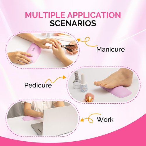 MelodySusie Nail Arm Rest, Portable Manicure Hand Rest, Professional PU Leather Nail Hand Rest Stand for Acrylic Nails, Nail Hand Pillow for Nail Tech Manicurist, Travel Salon Home, Pink