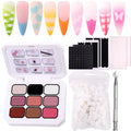 Yaya Nails Pat Pat Gel – Ombre Gradient Nail Kit, 9 Colors Blooming Gel Polish with 100 Sponges & Stickers for French Manicure (Blush & Bronze #2)