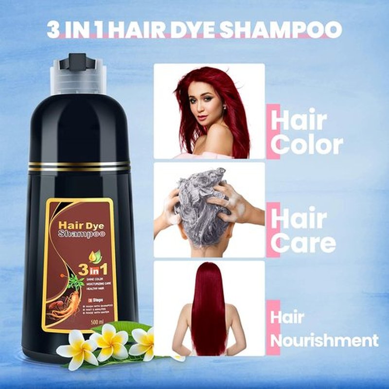 IIIMEIDU Dark Burgundy Hair Dye Shampoo - 3-in-1 Herbal Formula for Grey Coverage | 500ml