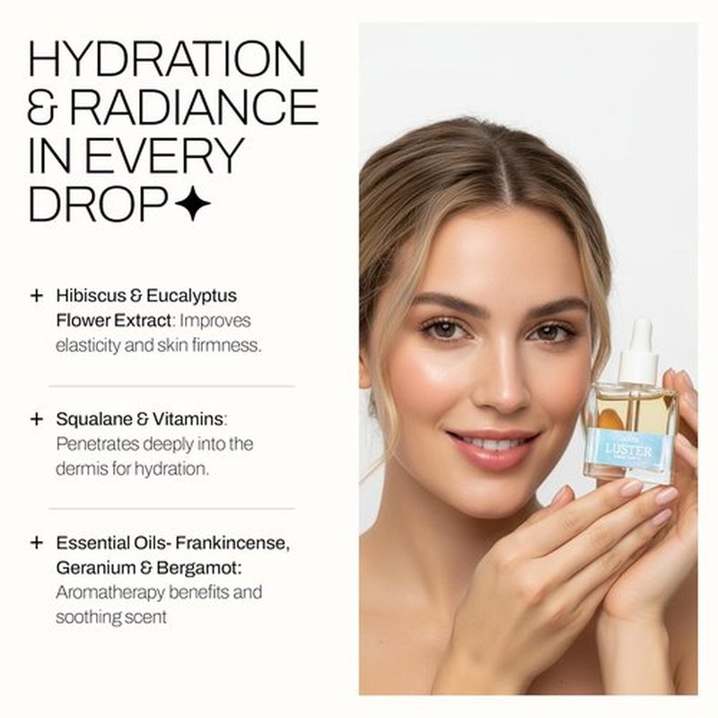 Laouta LUSTER Face Oil - Hydrating Serum with Hibiscus & Eucalyptus for Elasticity - 1.01 Fl Oz