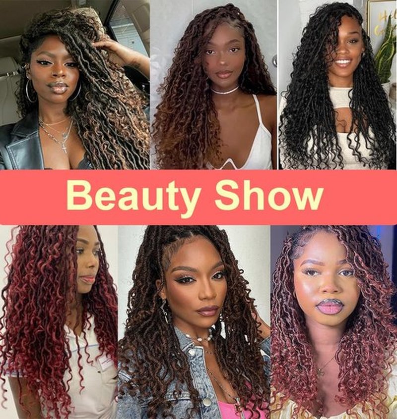 Pintress Goddess Locs Crochet Hair 10 Inch 8 Packs Boho Style for Women Pre Looped Crochet Hair with Curly Ends Short River Locs