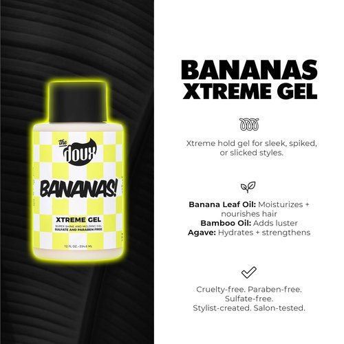 Bananas Xtreme Hold Hair Gel - Strong Hold Curl Styling Gel with Frizz Control & Shine | 12oz for All Hair Types