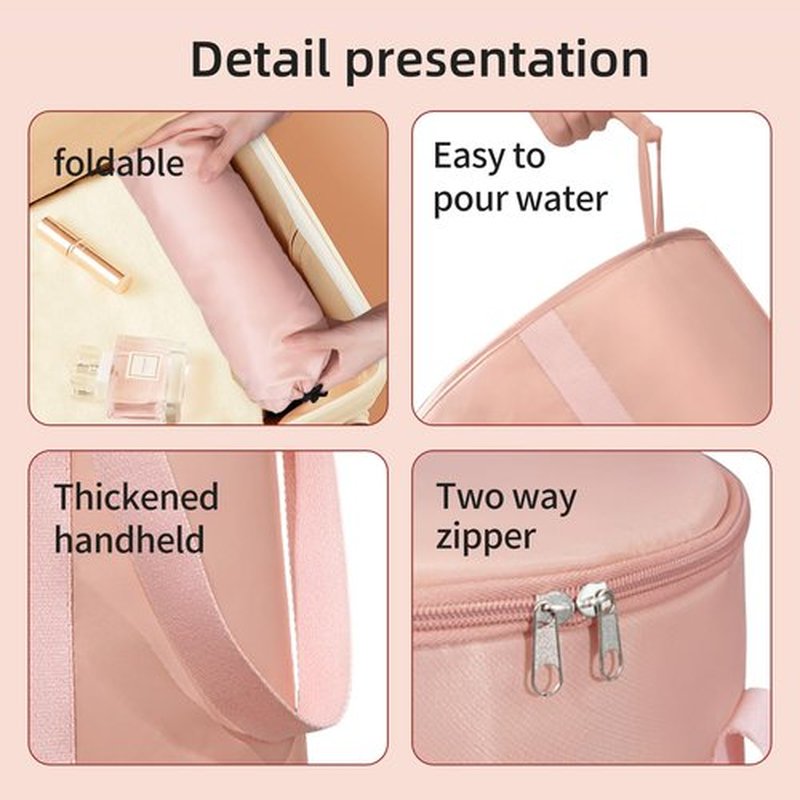 25L Collapsible Bucket Foot Bath Basin,Multifunctional Portable Foot Bath Tub Bag with Handles,Travel Outdoor Camping Portable Foot Soaking Spa Bucket (Pink)