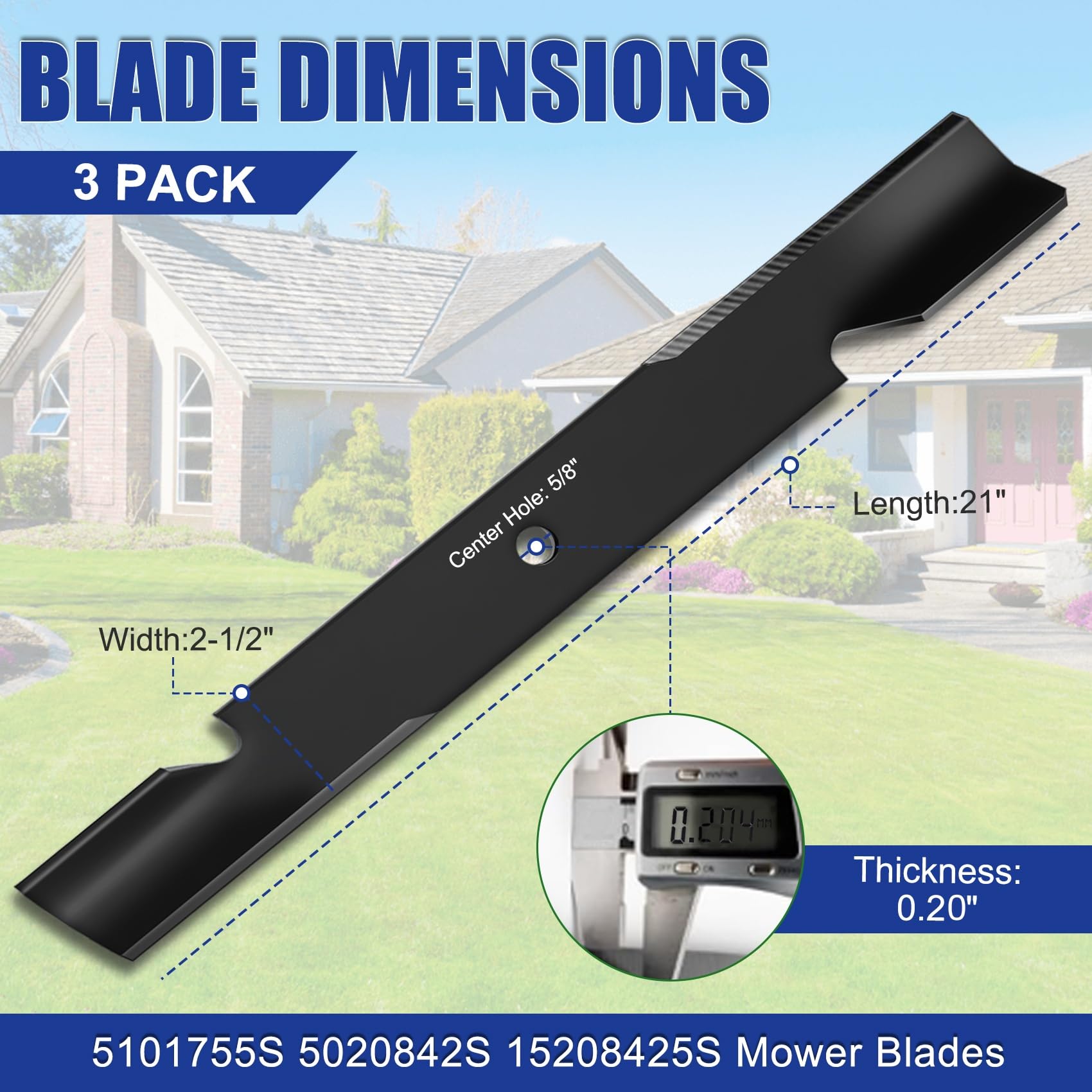 Upgrade 5101755S (3 Pack) Lawn Mower Blades Replace for 91-626 596-347,21" Mower Blade,Compatible with Scag 61" Deck Lawn Mower,Replace for All 61 inch Ferris lawnmowers