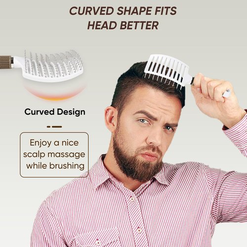 Kertiberif 2 Pack Curved Vented Detangling Brush for Wet and Dry Hair, Paddle Styling Hair Brush for Faster Blow Drying, Detangler Brush for Women Men Curly Thick Hair