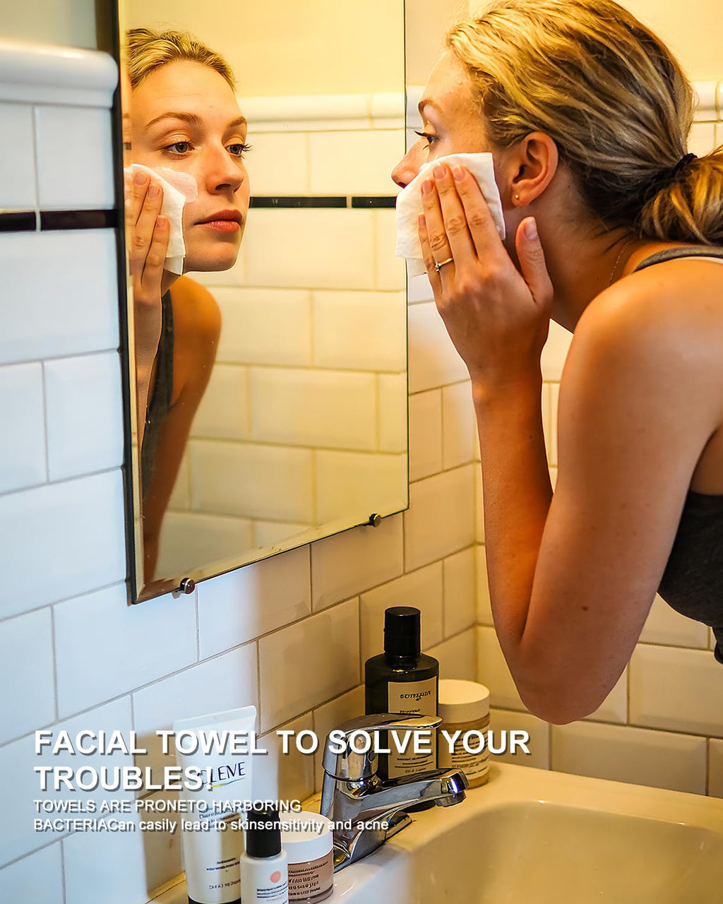 Face Towels,100 Count,10"x12"Disposable Face Towel,Makeup Remover Face Towelettes Disposable,Sensitive Skin&Daily Skin Care